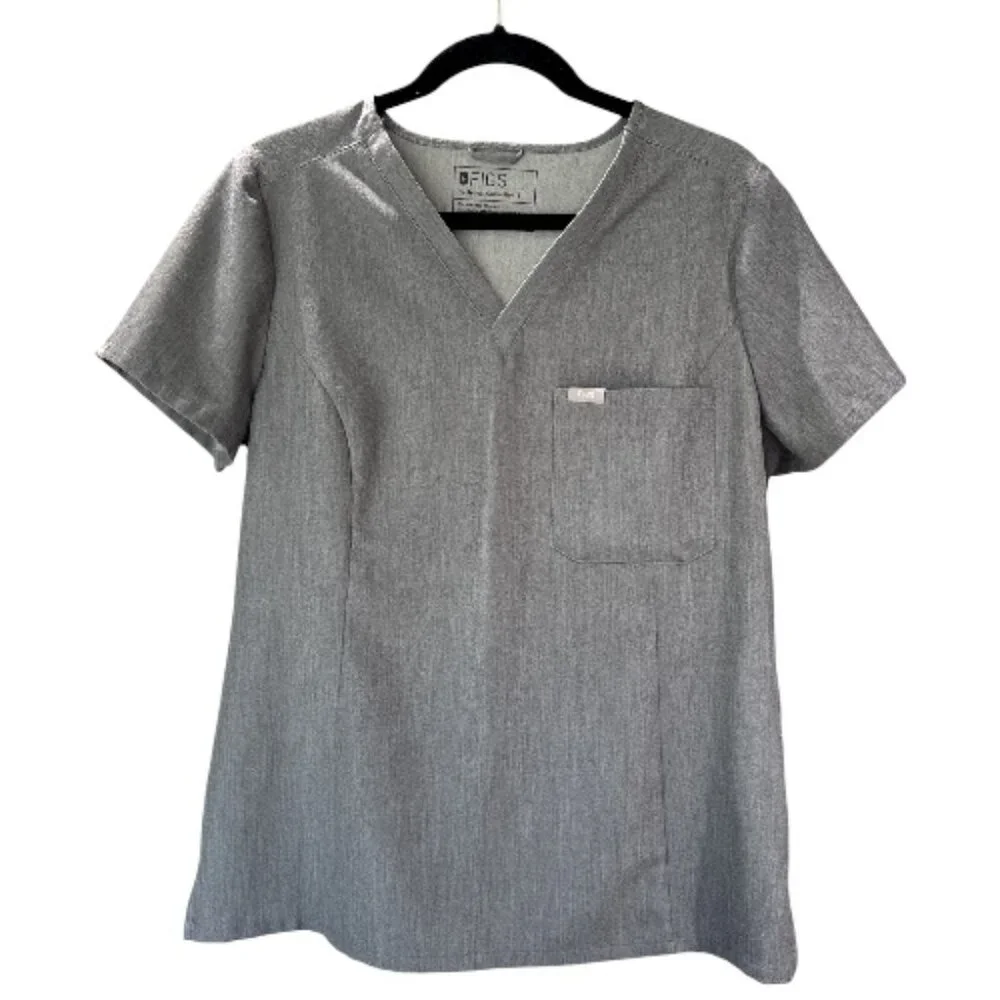 FIGS Graphite Slim Catarina One-Pocket Scrub Top Size L - Picture 1 of 3